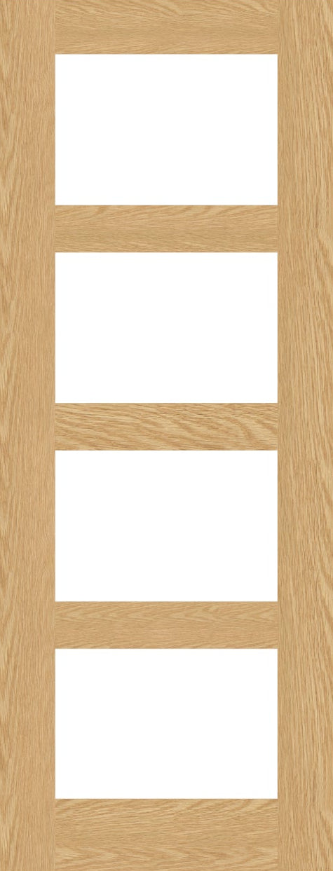 Artis Shaker 4P Unfinished Oak Clear Glazed Door