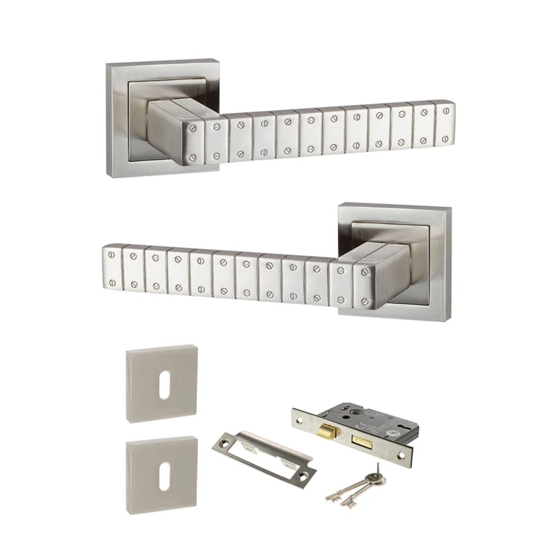 Atlantic SPC193SN Senza Pari Bianca on Square Rose Door Handle Pack