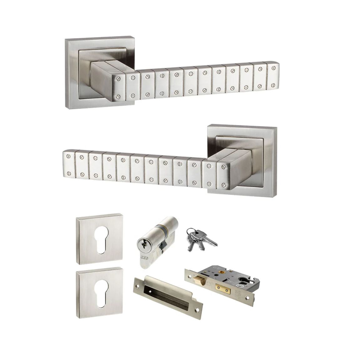 Atlantic SPC193SN Senza Pari Bianca on Square Rose Door Handle Pack