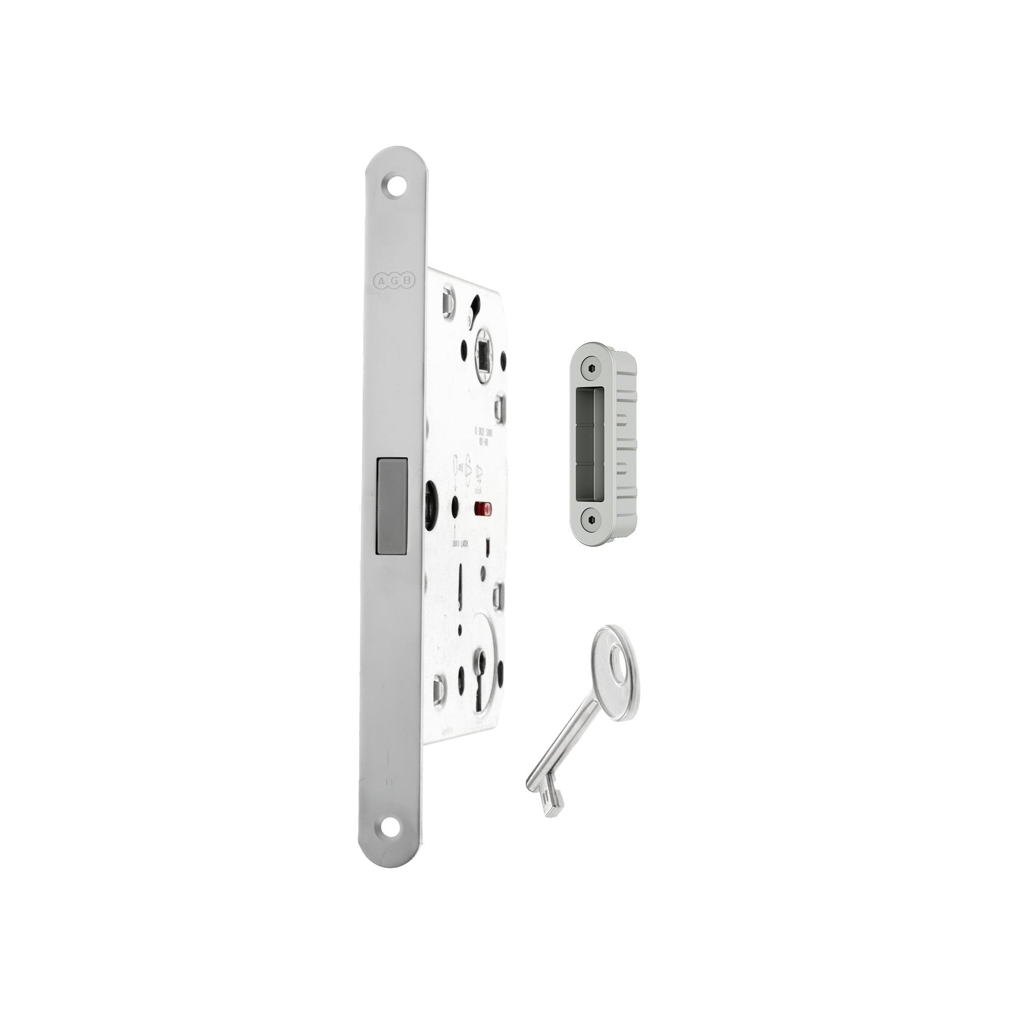 Atlantic AGB Polaris 2XT Magnetic Key Sashlock 60mm backset with strike plates for ALU doors - White