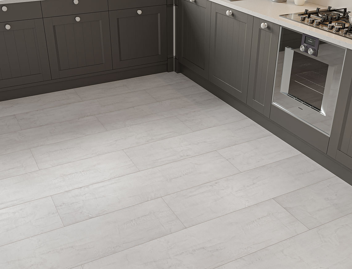 AGT Mood 10mm Malta Light Grey Stone Textured Tile Laminate Flooring | 325 x 1195 x 10mm