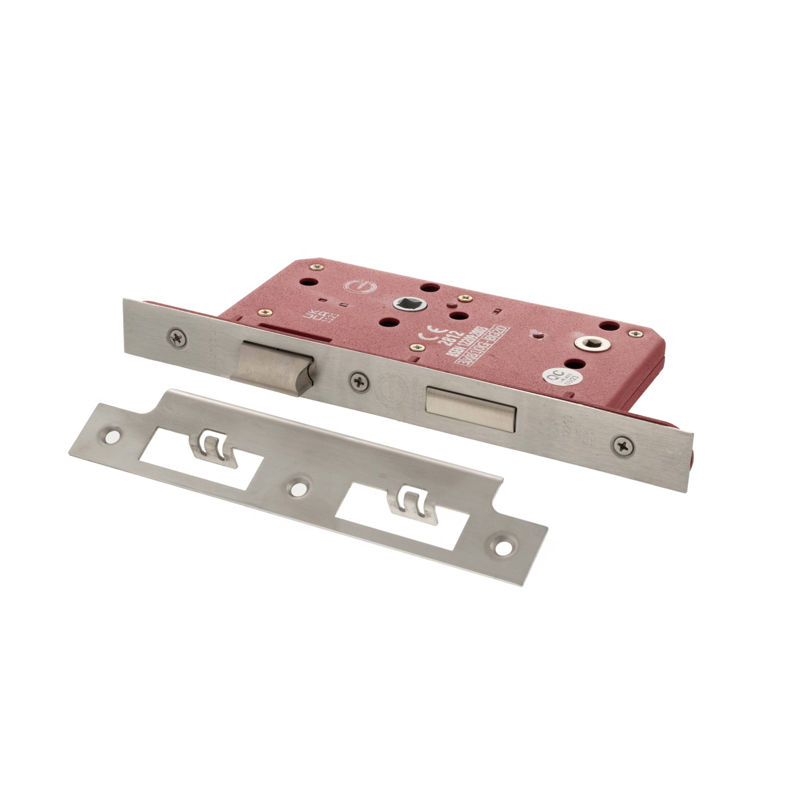 Atlantic DIN Bathroom Lock Double Turn 60mm backset - Satin Stainless