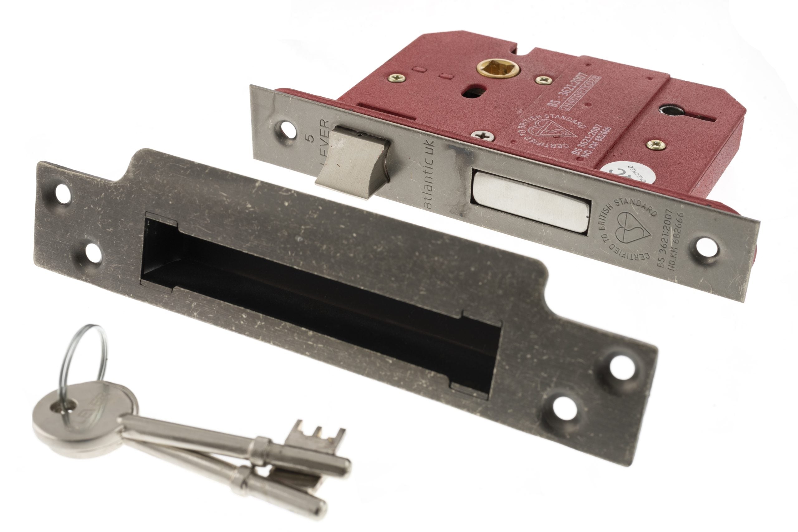 Atlantic 3" Elite 5 Lever Key Sashlock (Distressed Silver)