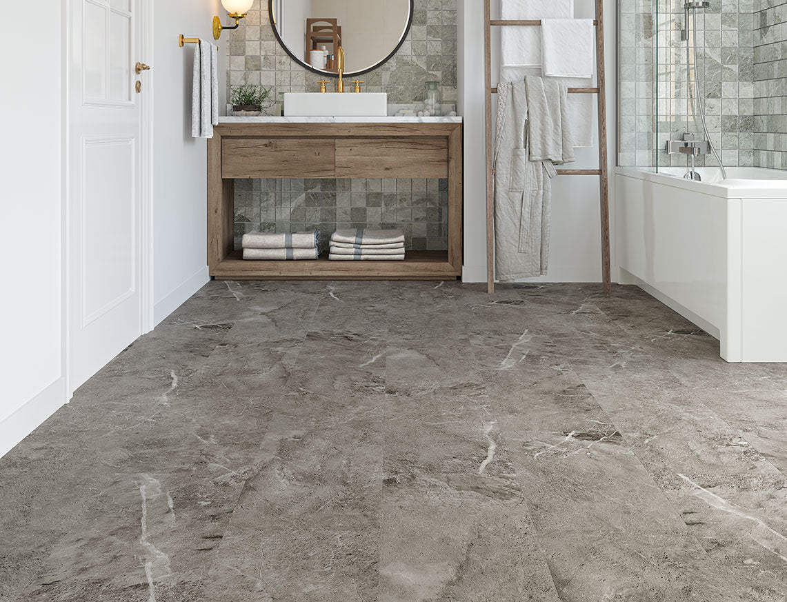Angelsey Tile Effect Earth Grey Tile Effect LVT Flooring | 300 x 600 x 6.5mm