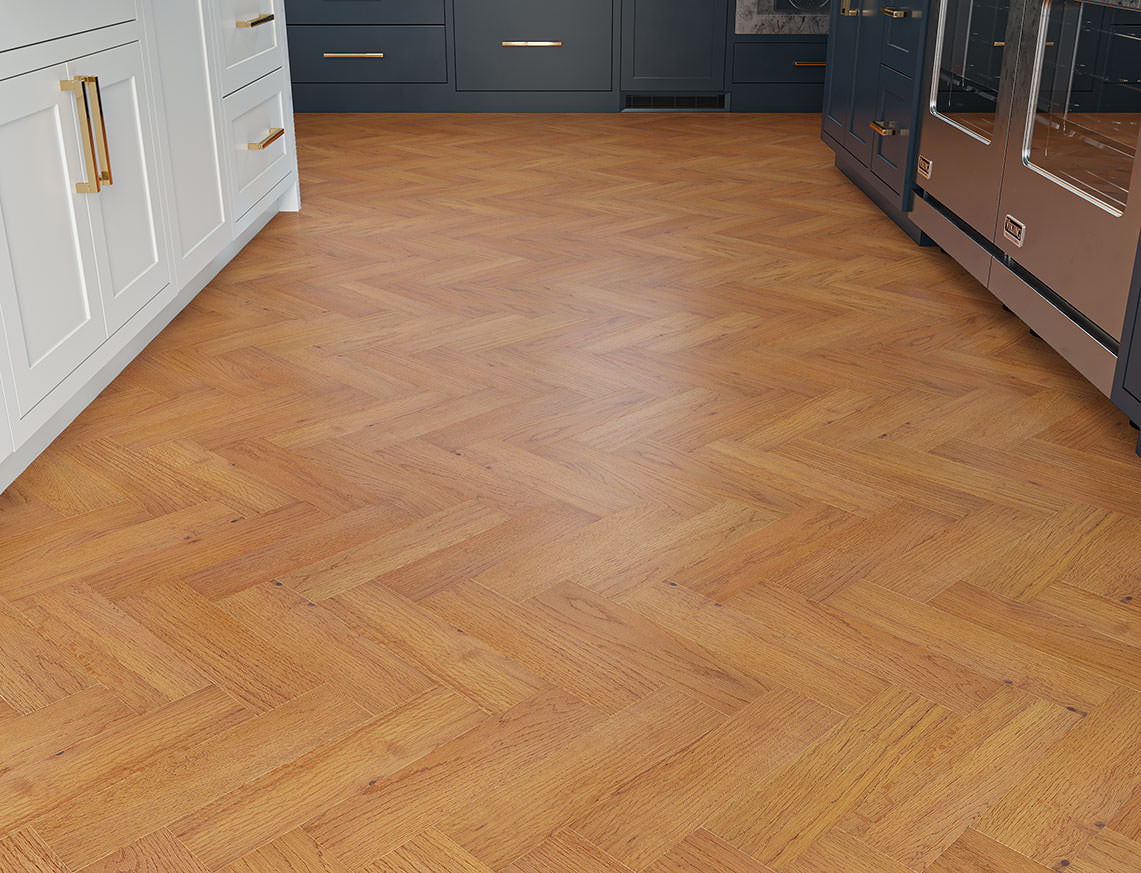 Burnham Oak Golden Brushed Herringbone Engineered Wood Flooring | UV Oiled | 80 x 300 x 10/3mm