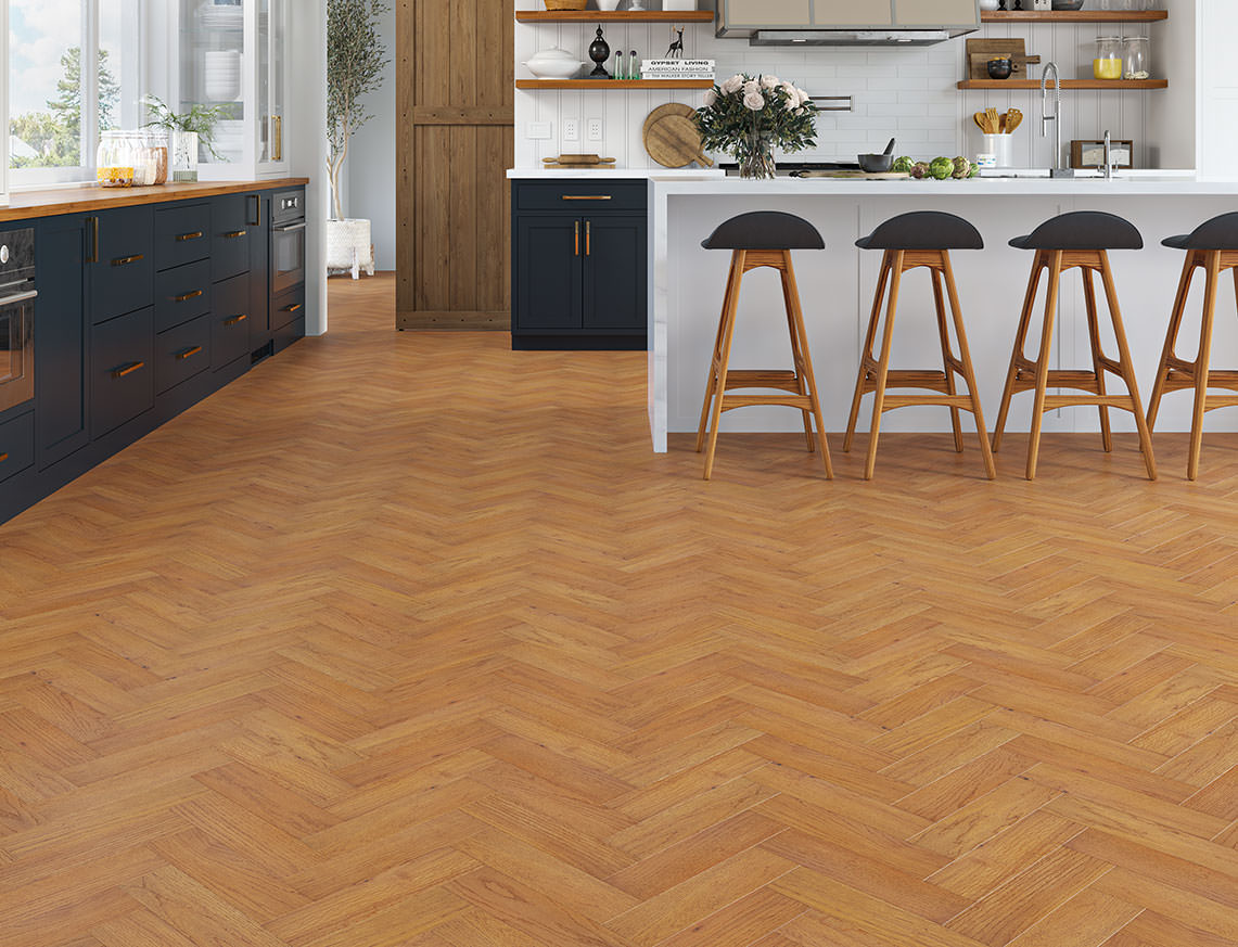 Burnham Oak Golden Brushed Herringbone Engineered Wood Flooring | UV Oiled | 80 x 300 x 10/3mm