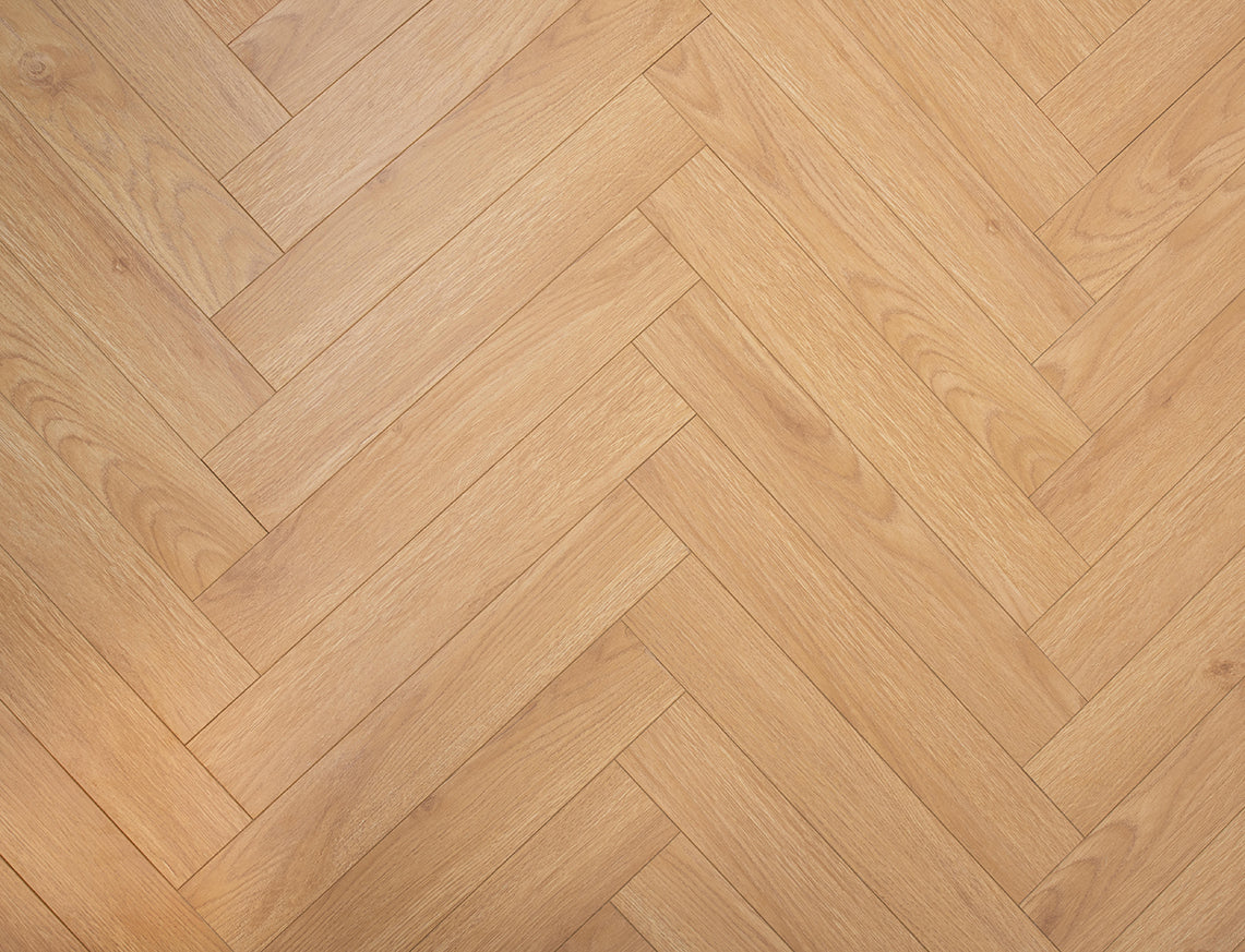 Oakleigh 8mm Buttermere Golden Blonde Embossed Herringbone Laminate Flooring | 100 x 600 x 8mm