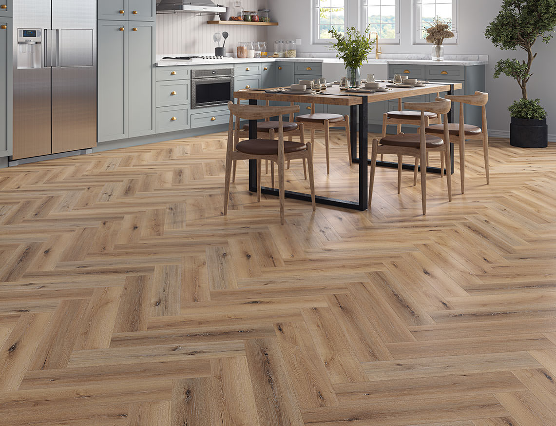 Camber Oak Grey Honey Oak Herringbone LVT Flooring | 128 x 615 x 5/0.5mm