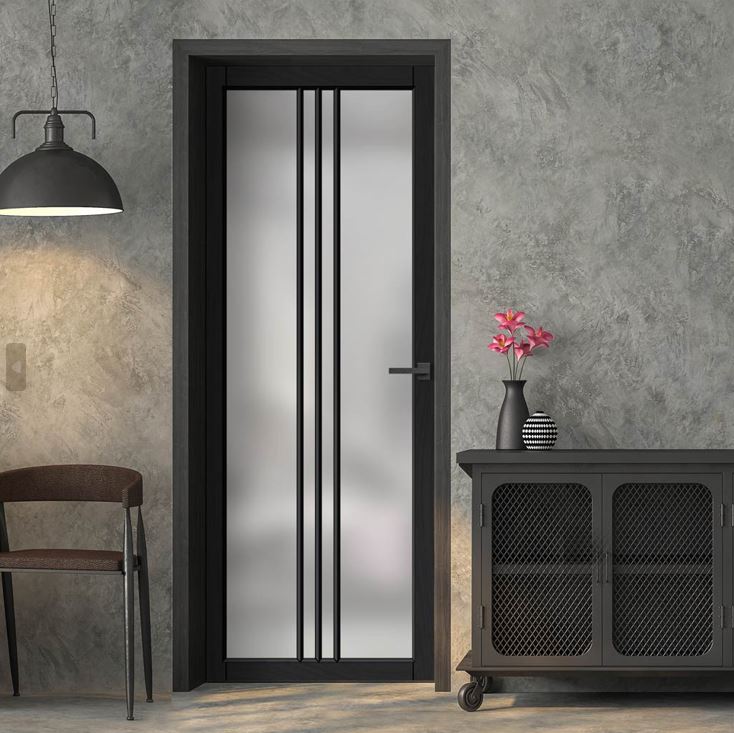 Urban Lite Galeria Door DD0102F Frosted Glass - Black Premium Primed