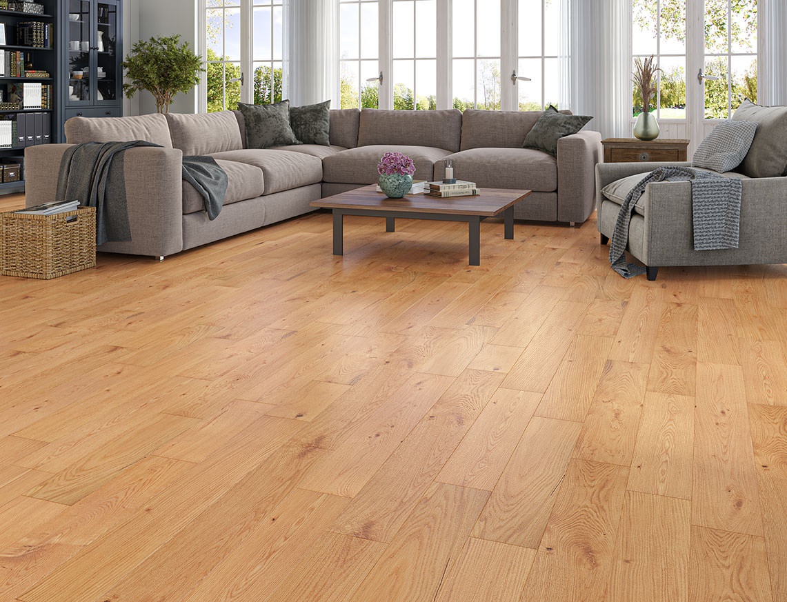 Castlewellan Oak Natural Brushed Plank Engineered Wood Flooring | UV Oiled | 150 x 300-1200 x 14/3mm