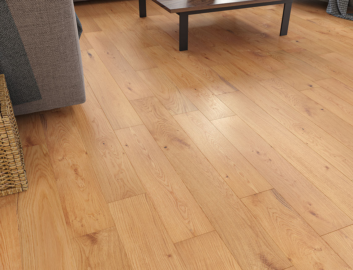 Castlewellan Oak Natural Brushed Plank Engineered Wood Flooring | UV Oiled | 150 x 300-1200 x 14/3mm