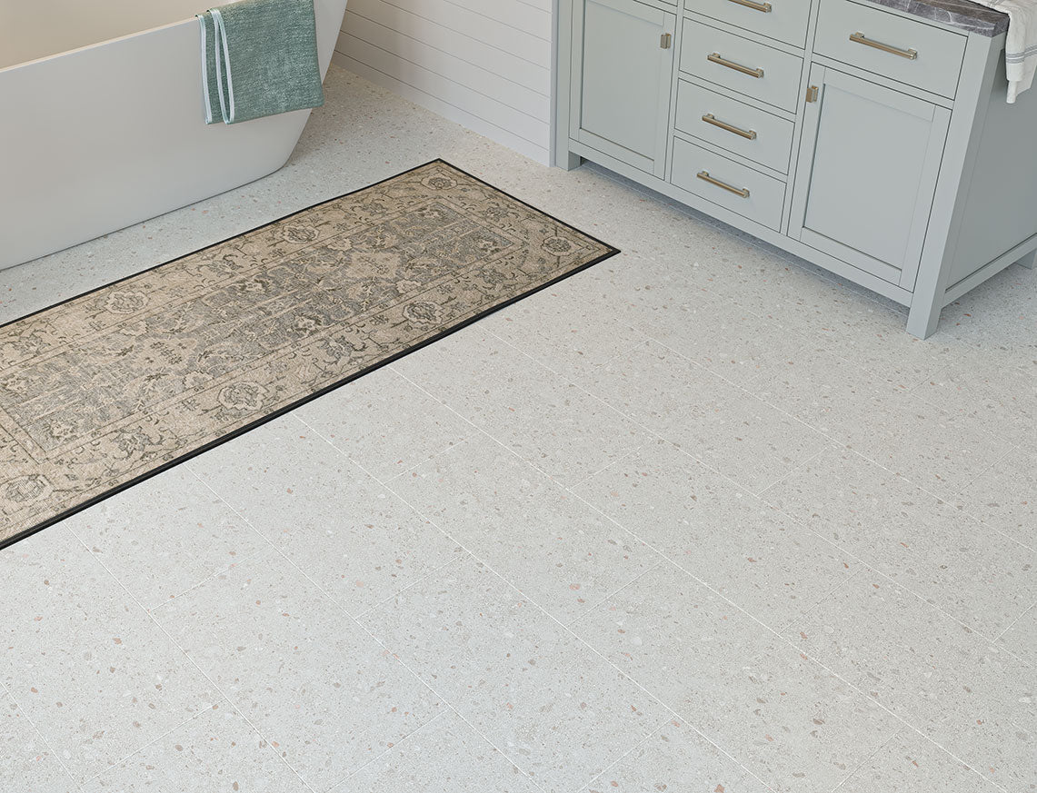 Chantry Tile Effect White Terrazzo Tile Effect LVT Flooring | 300 x 600 x 6.5mm