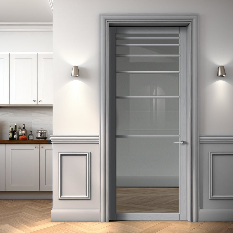 Urban Lite Revella Door DD0111C Clear Glass - Light Grey Premium Primed