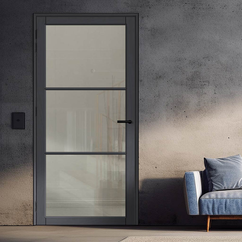 Urban Lite Iretta Door DD0115C Clear Glass - Dark Grey Premium Primed