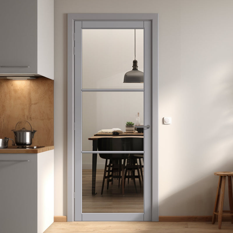 Urban Lite Iretta Door DD0115C Clear Glass - Light Grey Premium Primed