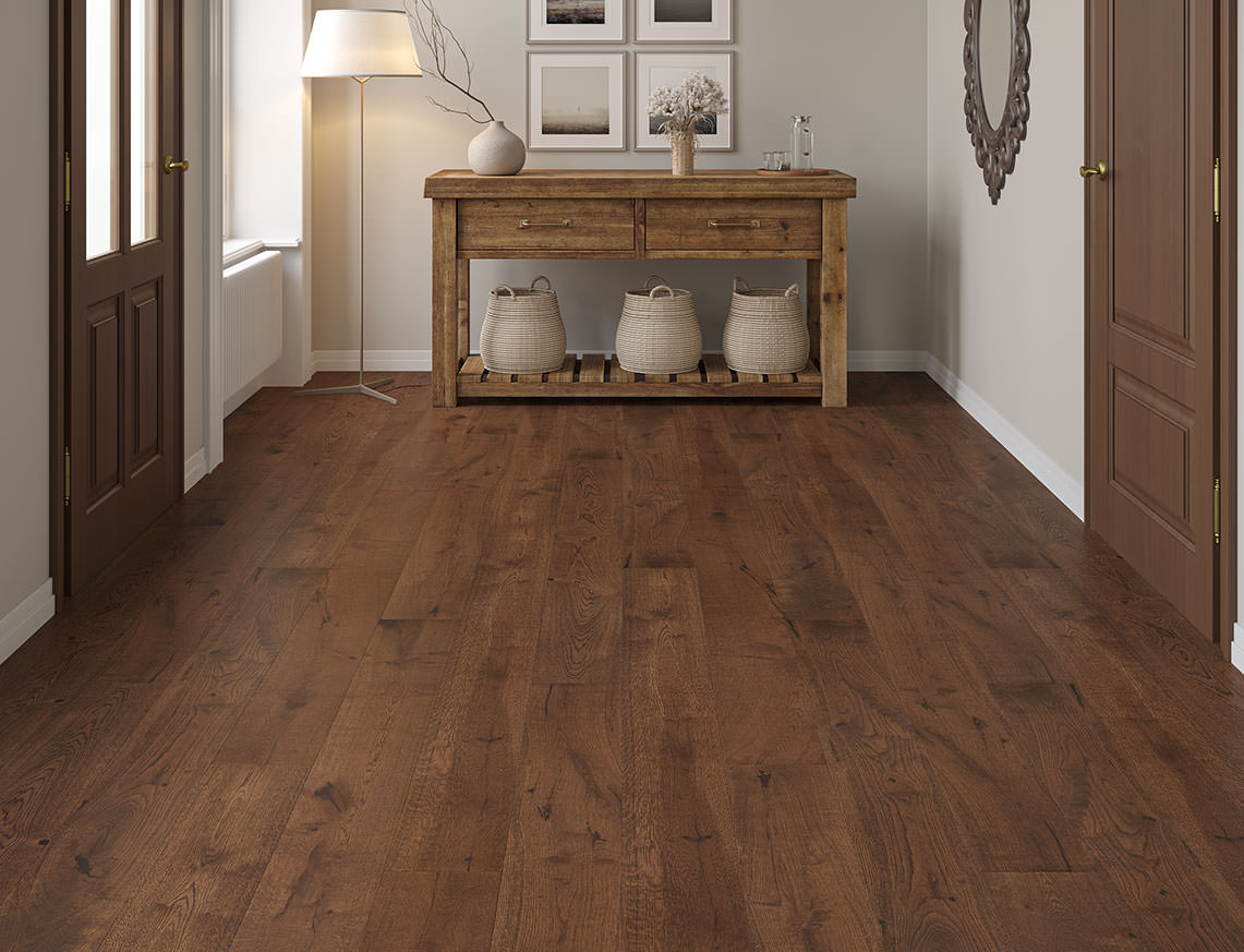 Dartmoor Oak Brown Brushed Plank Engineered Wood Flooring | UV Oiled | 190 x 1900 x 15/4mm