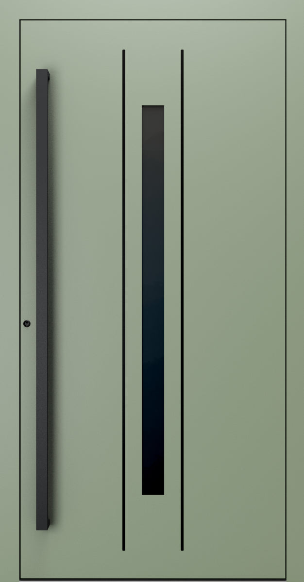 Turenwerke SL75 Design 620B Premium75 aluminium door in pale green RAL 6021