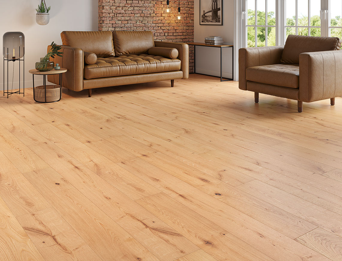 Delamere Oak Natural Brushed Plank Engineered Wood Flooring | UV Oiled | 190 x 1900 x 14/3mm