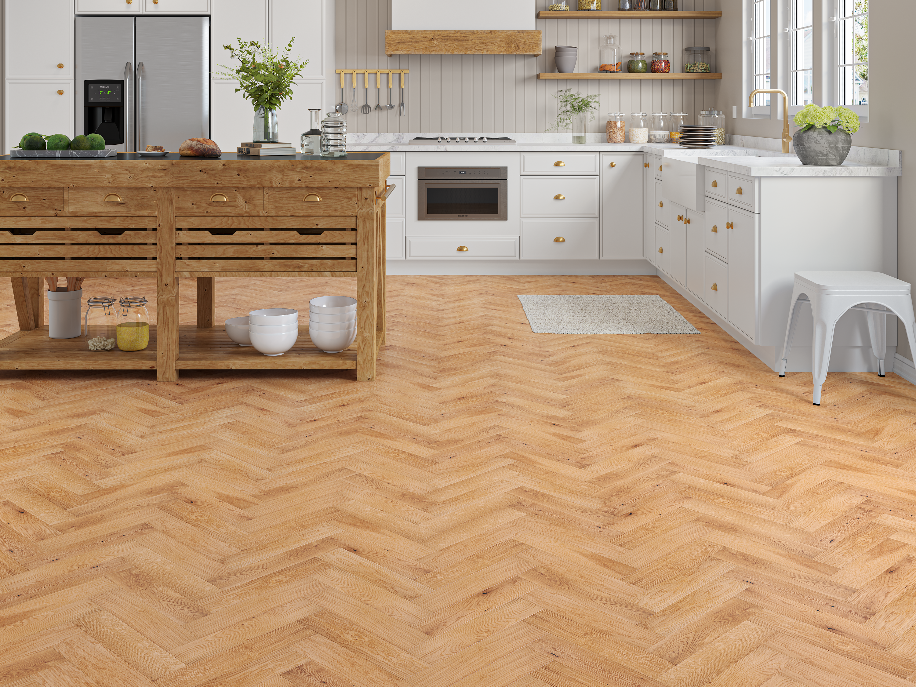 Haldon Oak Natural Brushed Herringbone Engineered Wood Flooring | UV Oiled | 80 x 350 x 20/6mm