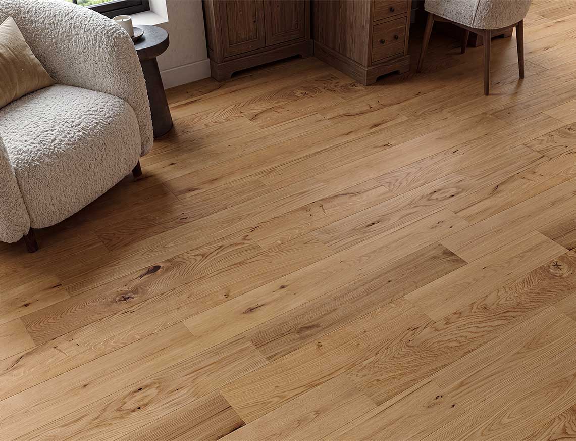 Holborn Oak Brushed Plank Solid Wood Flooring | UV Oiled | 150 x 300-1500 x 18mm