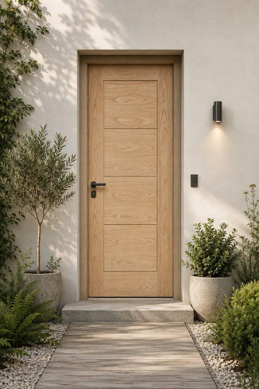 Joinery External Solid Oak Linear 4 Panel Door