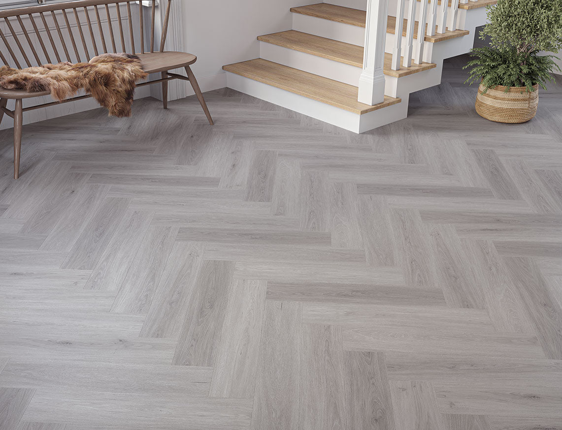 Kynance Oak Grey Oak Herringbone LVT Flooring | 128 x 615 x 6.5/0.5mm