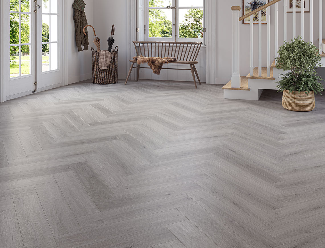 Kynance Oak Grey Oak Herringbone LVT Flooring | 128 x 615 x 6.5/0.5mm