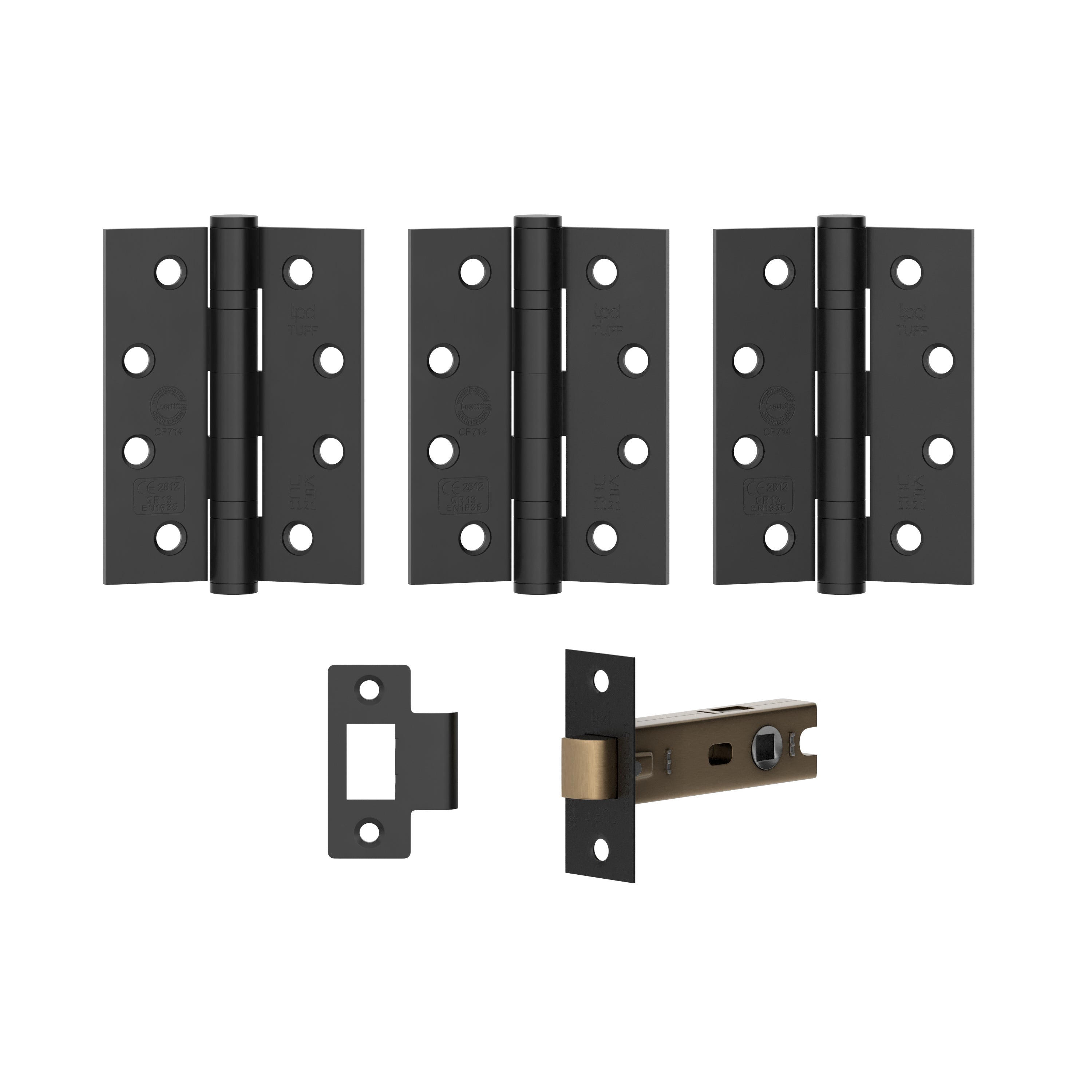 LPD Firedoor Hinge & Latch Pack Matt Black