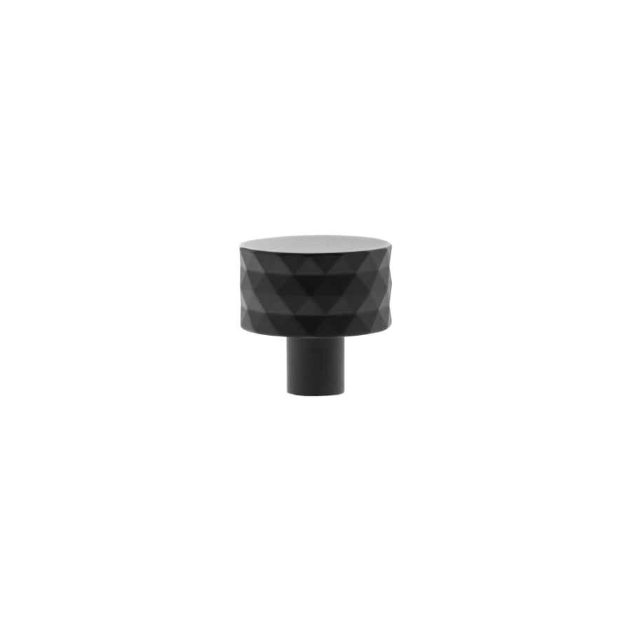 Millhouse Brass Chrysler Diamond Round Cabinet Knob Handle - Matt Black