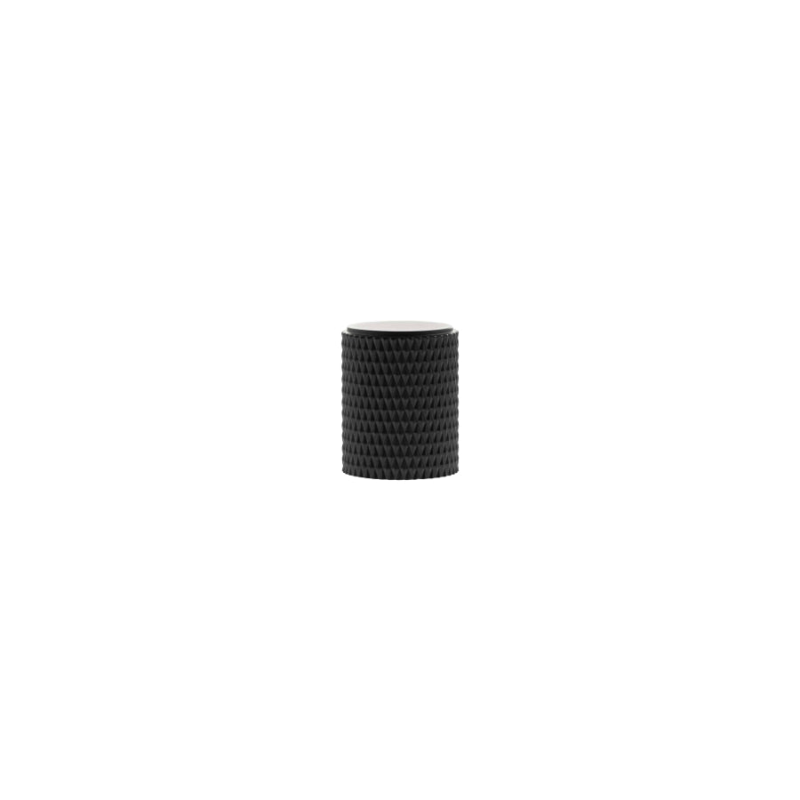 Millhouse Brass Eiffel Knurled Cylinder Cabinet Knob Handle - Matt Black