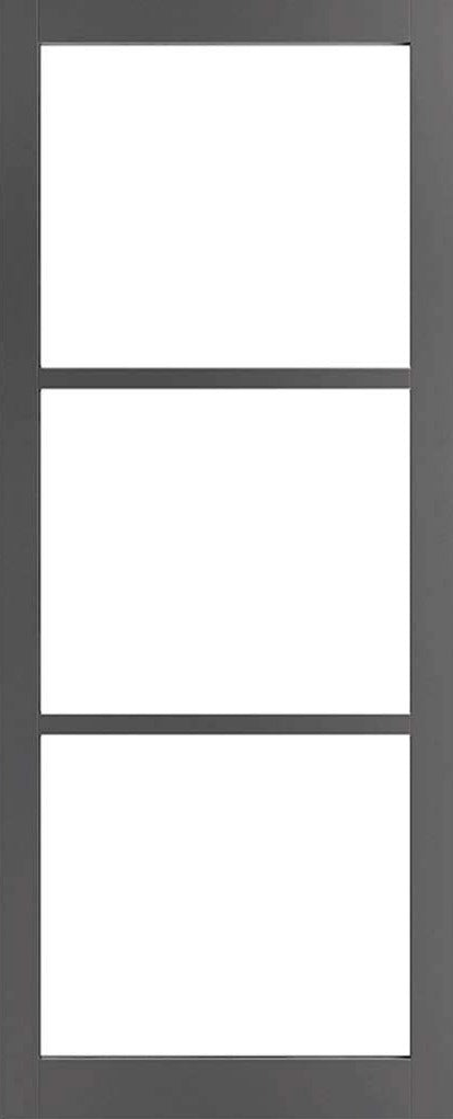Handmade Eco Urban Manchester 3 Pane Door DD6306SG Frosted Glass Stormy Grey Premium Primed