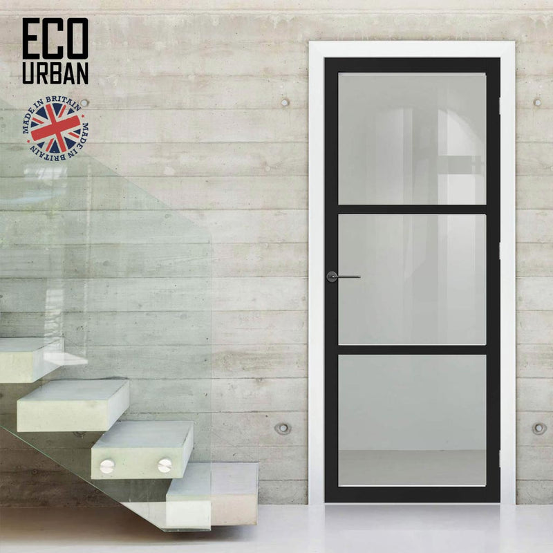 Handmade Eco Urban Manchester 3 Pane Door DD6306G Clear Glass Shadow Black Premium Primed