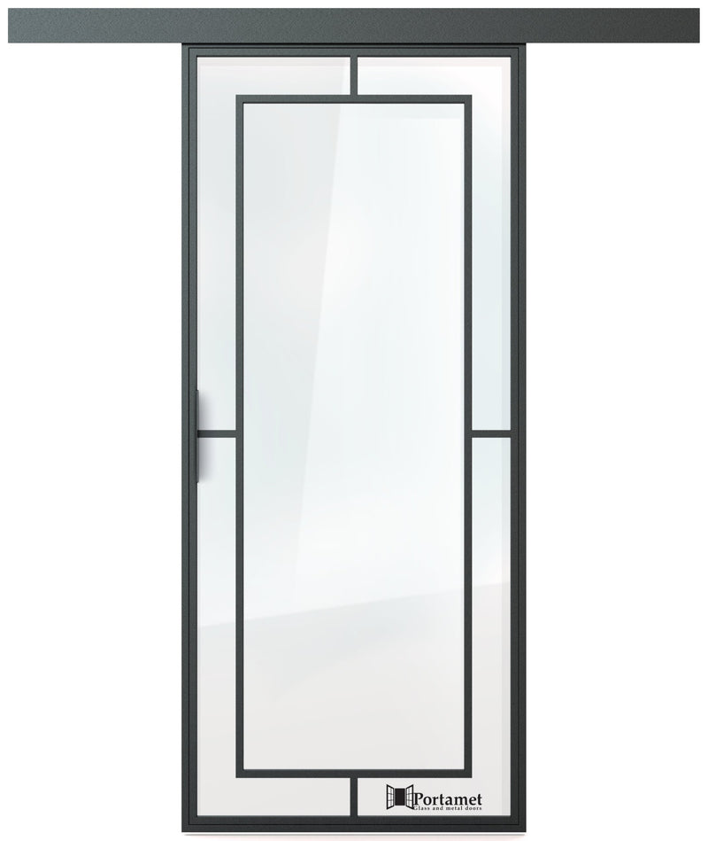 Portamet by Sfarzo - Nero Classic Single Glazed Steel Sliding Door