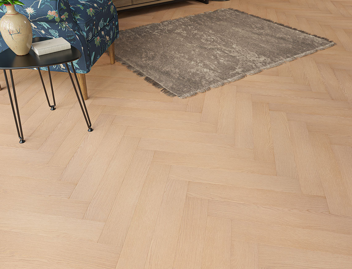 Oakleigh 8mm Ripley Soft Brown Textured Herringbone Laminate Flooring | 100 x 600 x 8mm