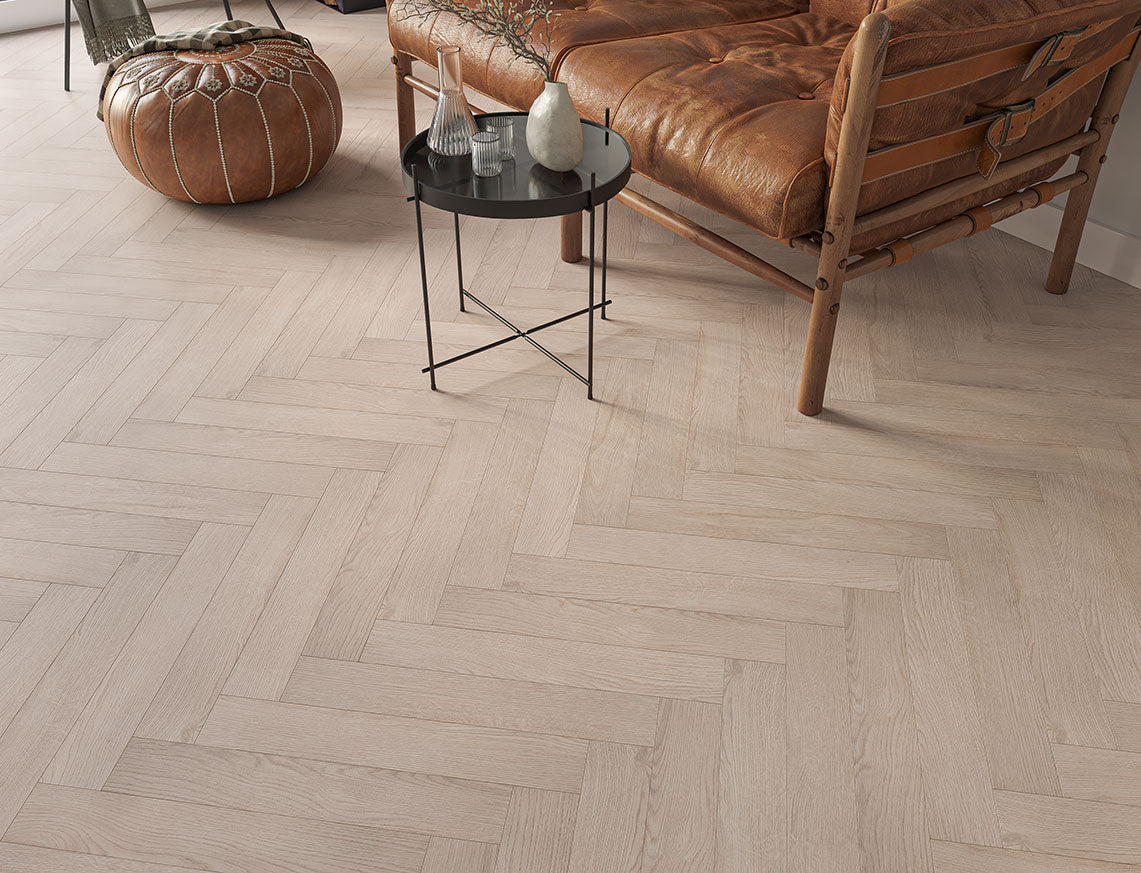 Oakleigh Deluxe 12mm Helmsley Smoky Grey Textured Herringbone Laminate Flooring | 100 x 600 x 12mm