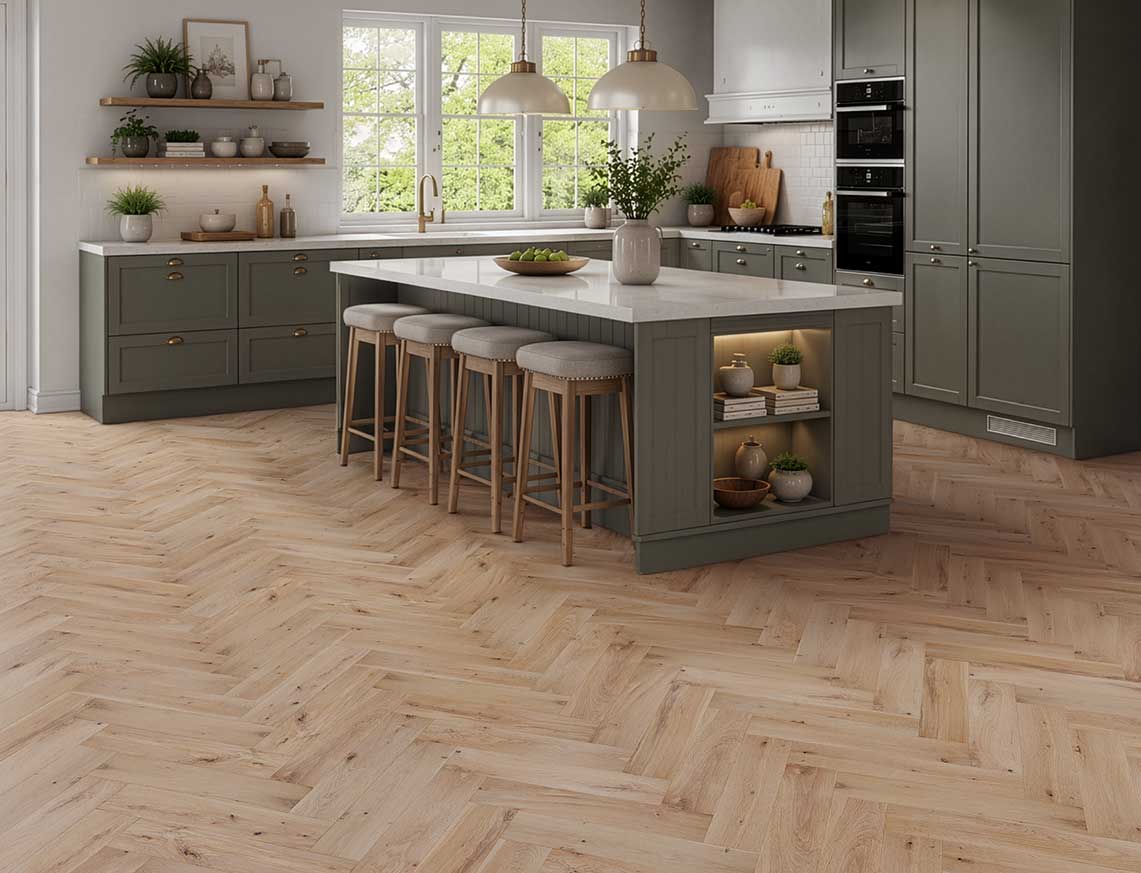 Midhurst Oak Invisible Smooth Herringbone Solid Wood Flooring | UV Oiled | 90 x 400 x 18mm