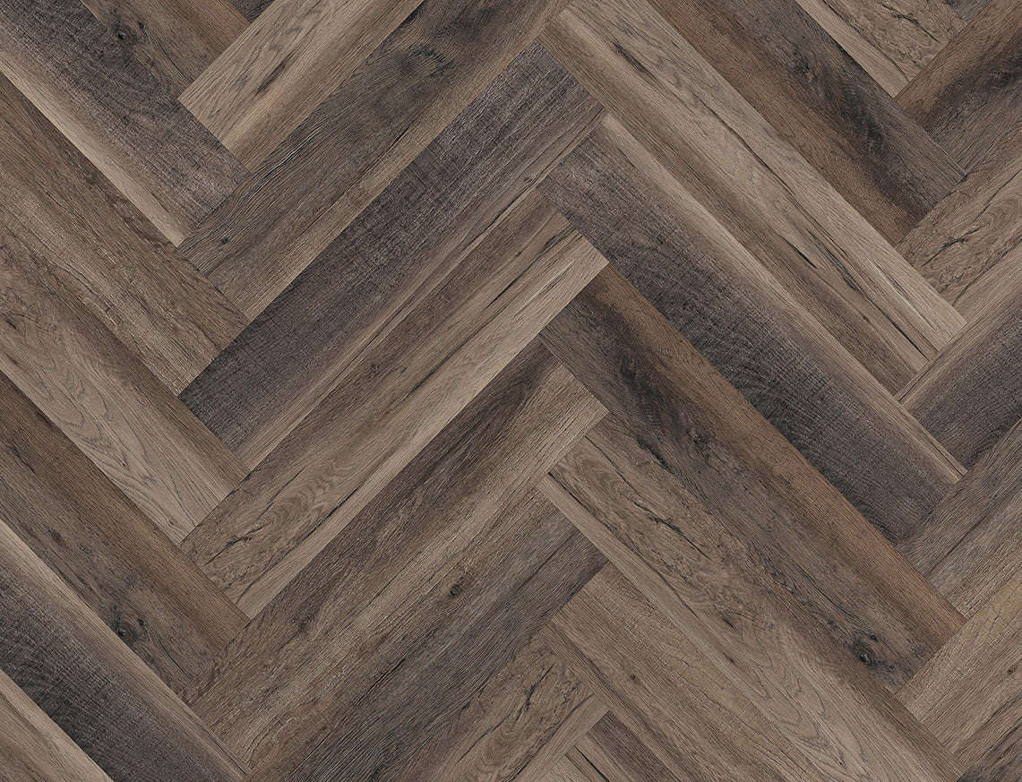 Pentle Oak Brown Black Oak Herringbone LVT Flooring | 128 x 615 x 6.5/0.5mm