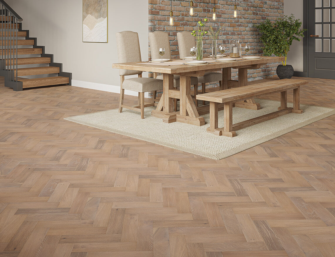 Regent Oak Grey Smoked Brushed Herringbone Engineered Wood Flooring | UV Lacquered | 80 x 300 x 10/3mm