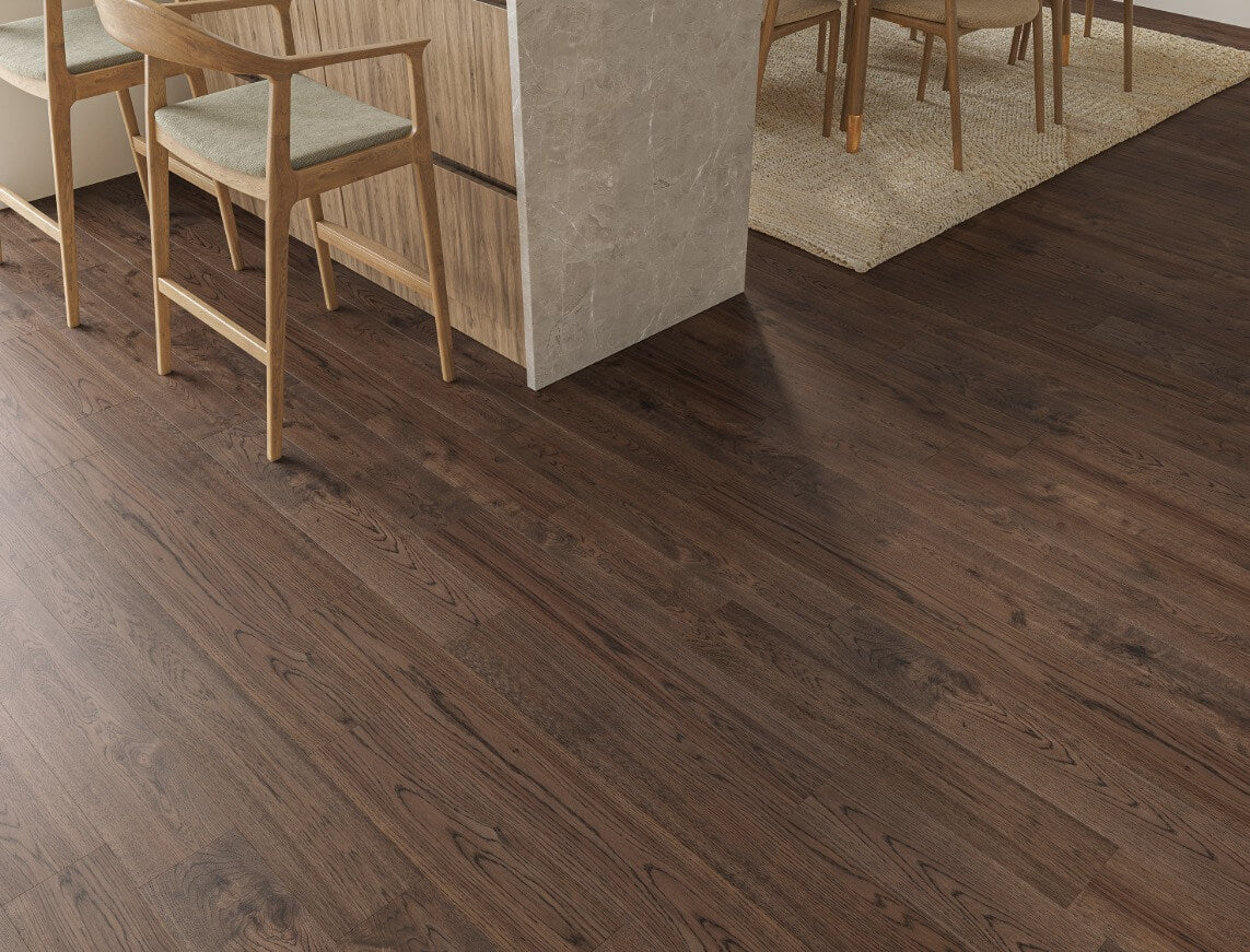 Raveley Oak Coffee Handscraped Brushed Plank Solid Wood Flooring | UV Lacquered | 150 x 300-1200 x 18mm