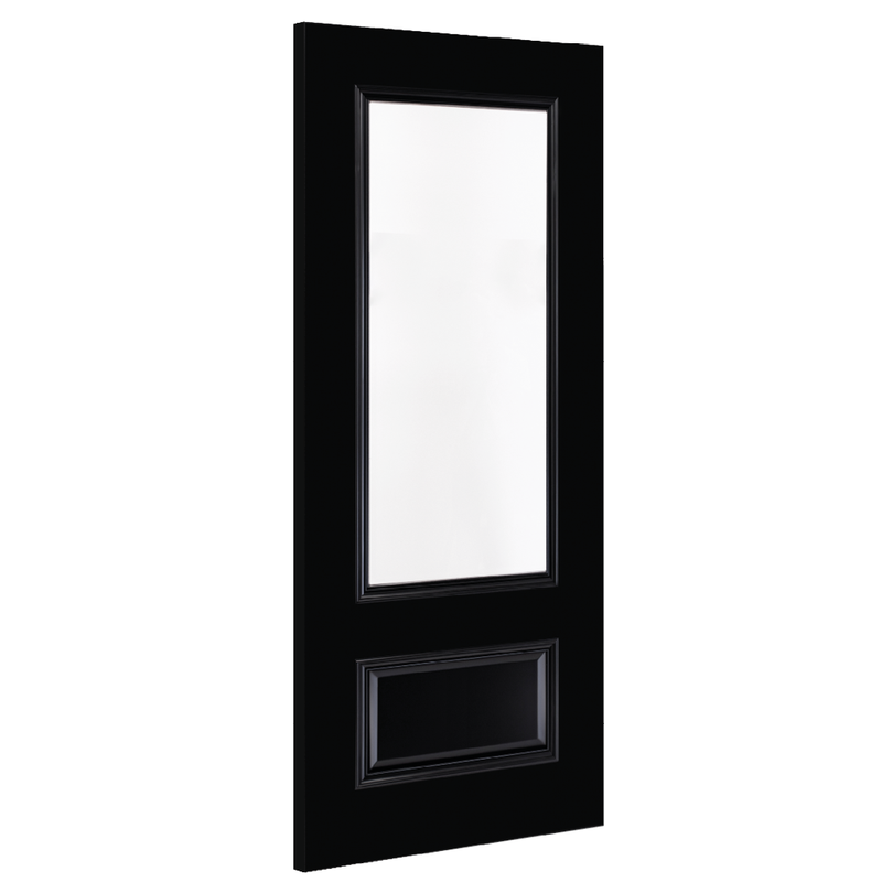Deanta Sandringham Black Pre-Finished Clear Glazed Fire Door