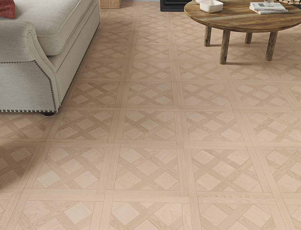 Tatum 12mm Clovelly Cool Blonde Textured Versailles Laminate Flooring | 405 x 805 x 12mm