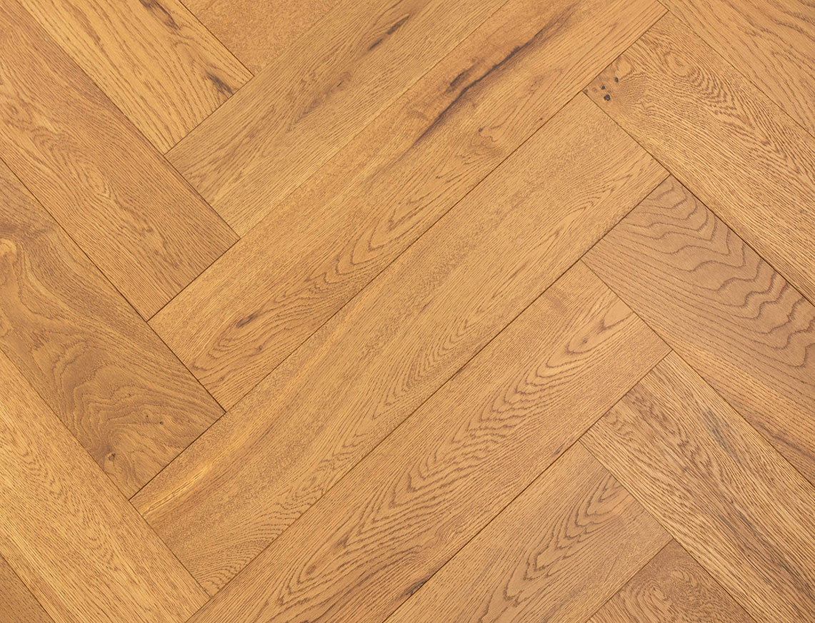 Thetford Oak Golden Brushed Herringbone Engineered Wood Flooring | UV Oiled | 125 x 600 x 15/4mm