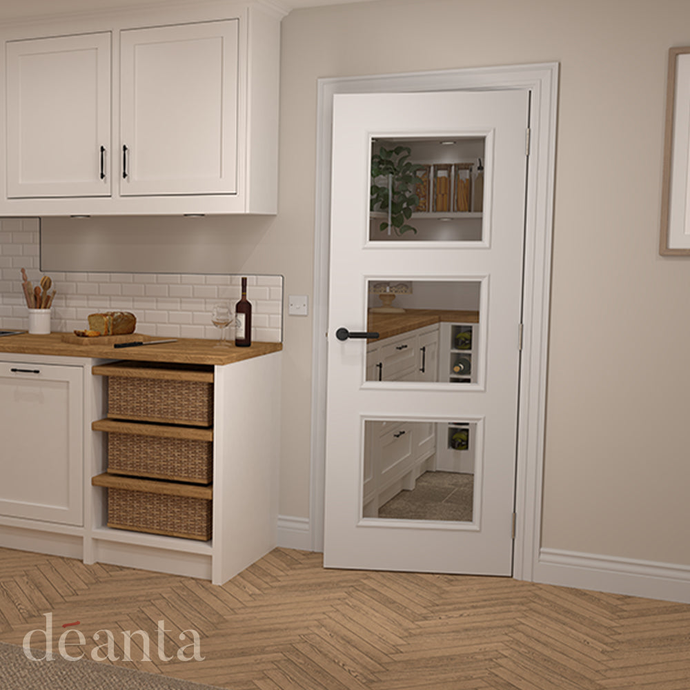 Deanta Trinity White Primed Bevelled Glazed Door FSC