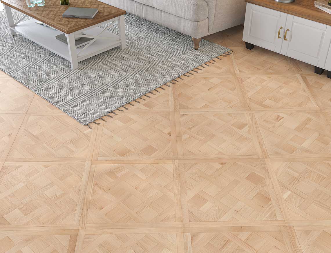 Banquet Oak Natural Brushed Versailles Engineered Wood Flooring | Unfinished | 600 x 600 x 14/3mm