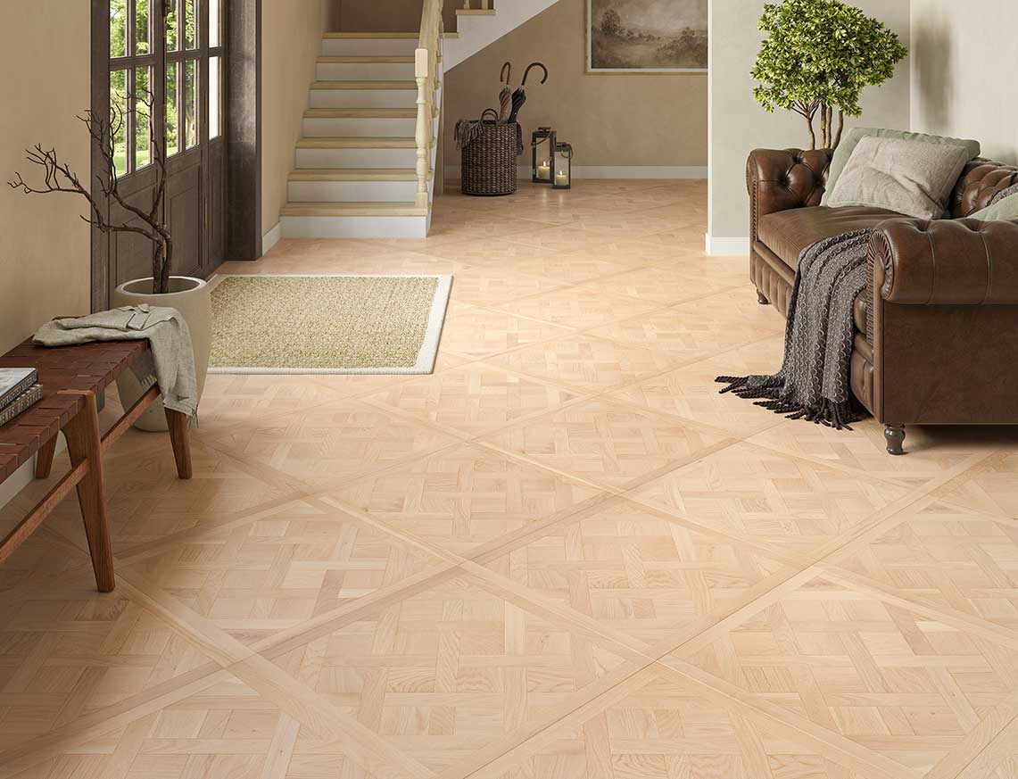 Empire Oak Brushed Versailles Engineered Wood Flooring | Invisible UV Oiled | 600 x 600 x 14/3mm