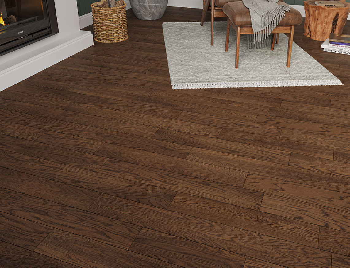 Wentwood Oak Coffee Brushed Plank Engineered Wood Flooring | UV Oiled | 125 x 300-1200 x 14/3mm