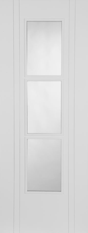 PM Mendes White Capri 3 Light Glazed Semi Solid Primed Door