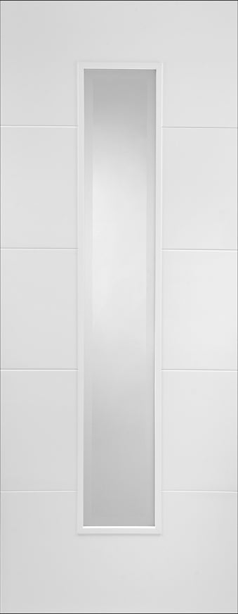 PM Mendes White Orta 1 Light Glazed Semi Solid Primed Door
