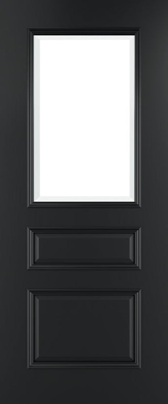 Pre-Assembled Windsor Black Prefinished Bevelled Glaze FSC FD30 Fire Door Set
