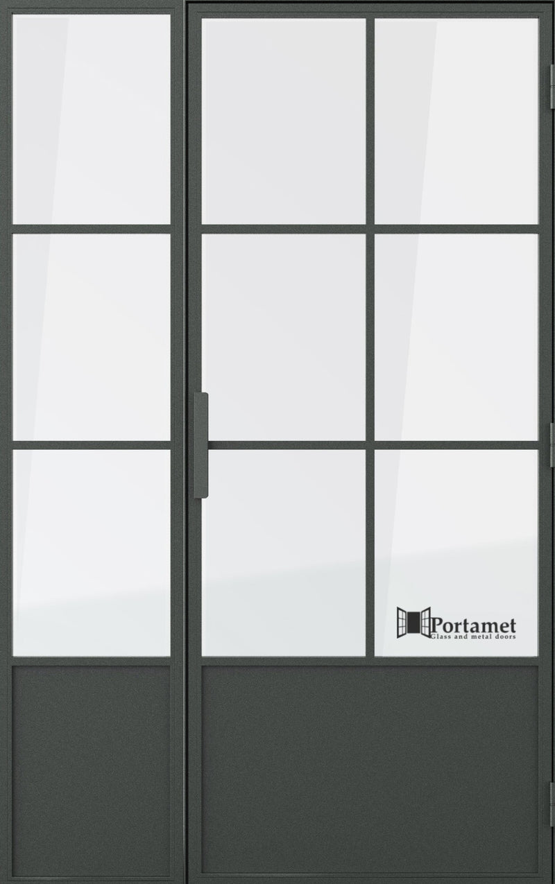 Portamet by Sfarzo - Barcelona Classic Steel Glazed Crittal Style Door with a Fixel Panel